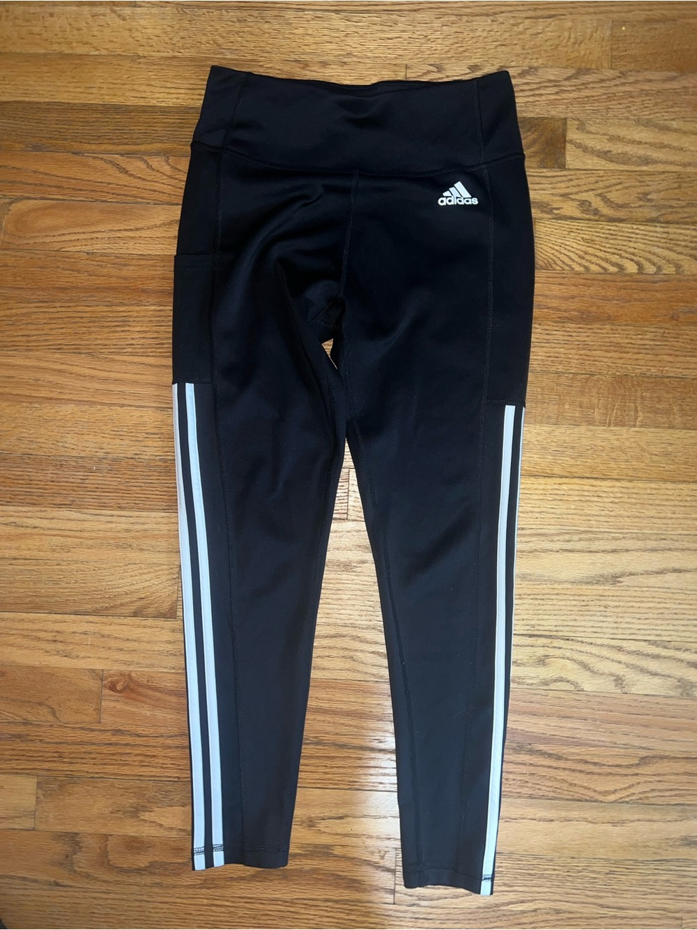 adidas Black Leggings with White Side Stripes
